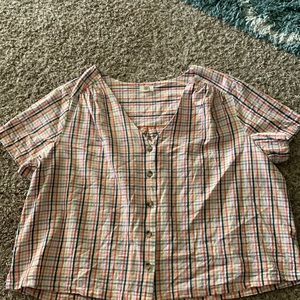 Colorful Plaid V-Neck